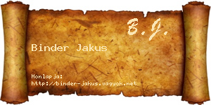 Binder Jakus névjegykártya